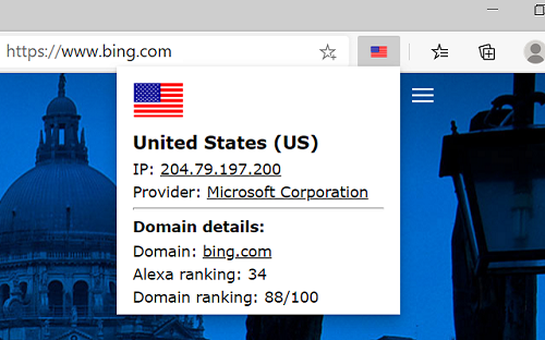 Screenshot IP Domain Flag extension