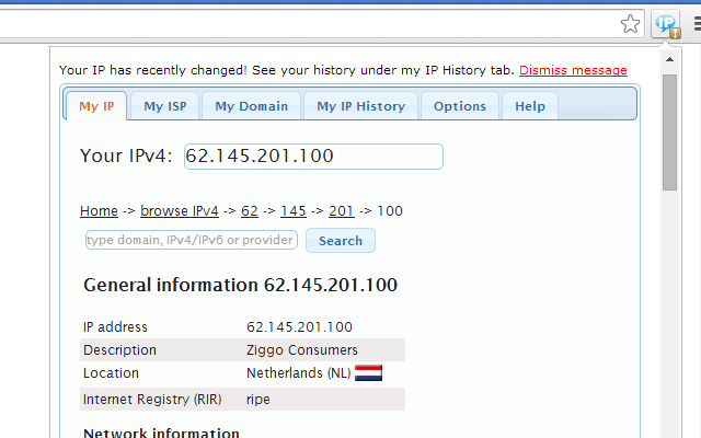 Screenshot My IP extension